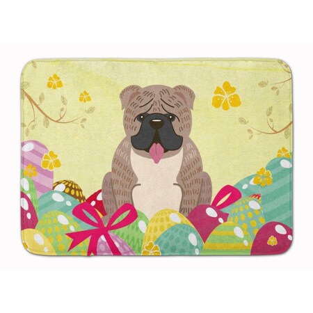 Carolines Treasures Easter Eggs English Bulldog Grey Brindle Machine Washable Memory Foam Mat BB6126RUG